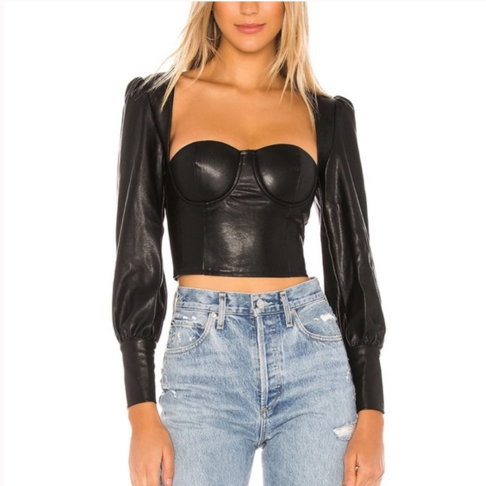 Revolve NBD black faux leather top